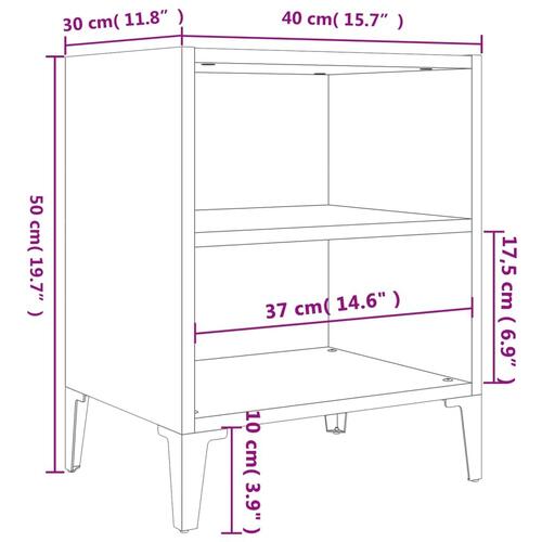 Sengeborde 2 stk. med metalben 40x30x50 cm hvid