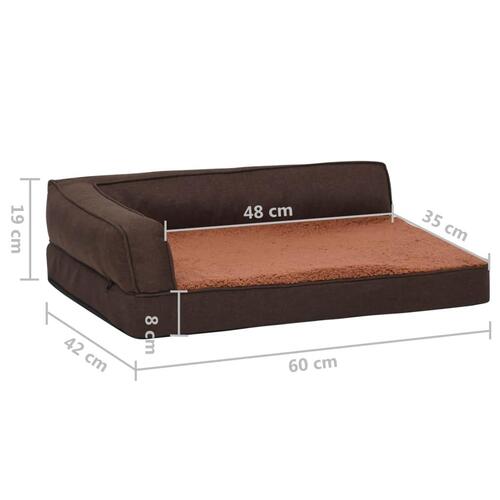 Ergonomisk hundeseng 60x42 cm hør-look fleece brun