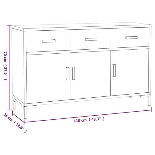 Skænk 110x35x70 cm massivt fyrretræ brun