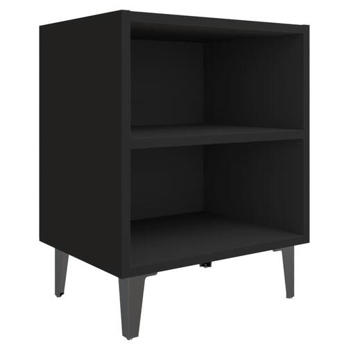 Sengebord med metalben 40x30x50 cm sort