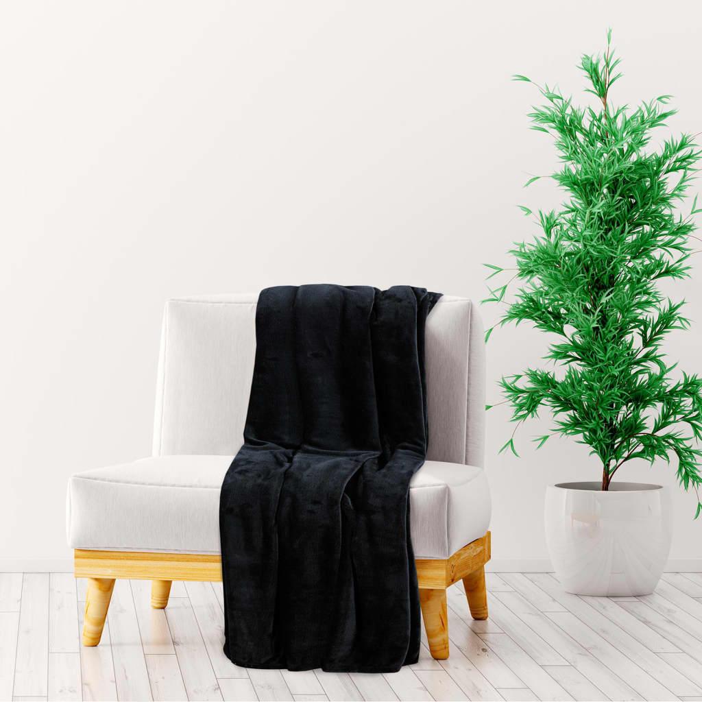 Tæppe 200x240 cm polyester sort