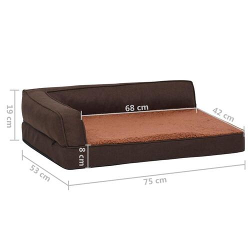 Ergonomisk hundeseng 75x53 cm hør-look fleece brun