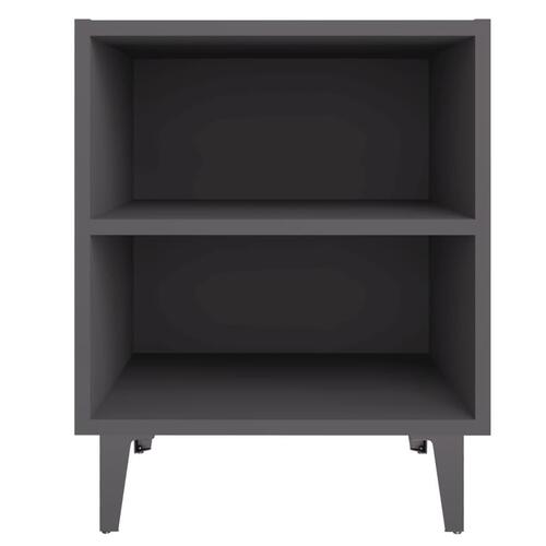 Sengebord med metalben 40x30x50 cm grå