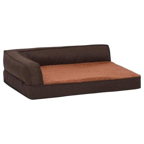 Ergonomisk hundeseng 90x64 cm hør-look fleece brun