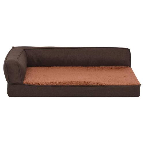 Ergonomisk hundeseng 90x64 cm hør-look fleece brun