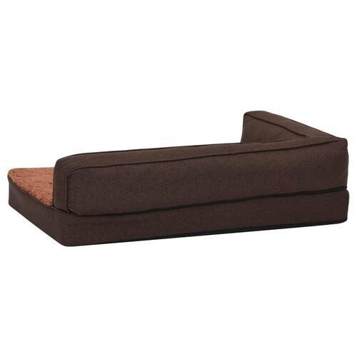 Ergonomisk hundeseng 90x64 cm hør-look fleece brun