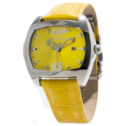 Chronotech CT2188M-05 unisex armbåndsur - Ø 45 mm, gul læderrem