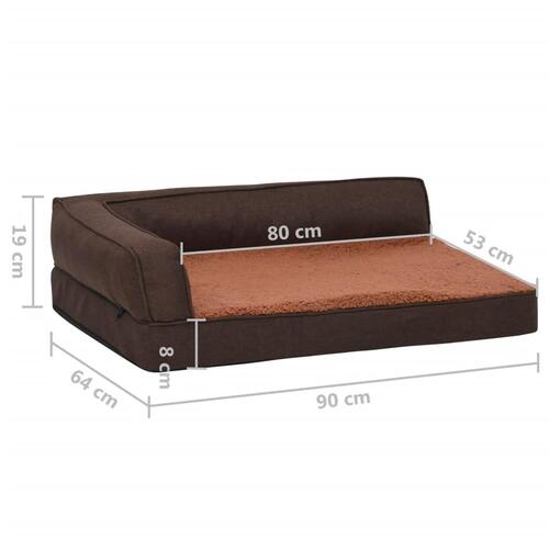 Ergonomisk hundeseng 90x64 cm hør-look fleece brun