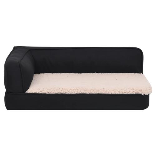 Ergonomisk hundeseng 75x53 cm hør-look fleece sort
