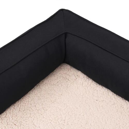 Ergonomisk hundeseng 75x53 cm hør-look fleece sort