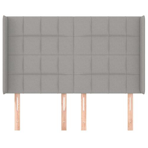 Sengegavl med kanter 147x16x118/128 cm stof lysegrå
