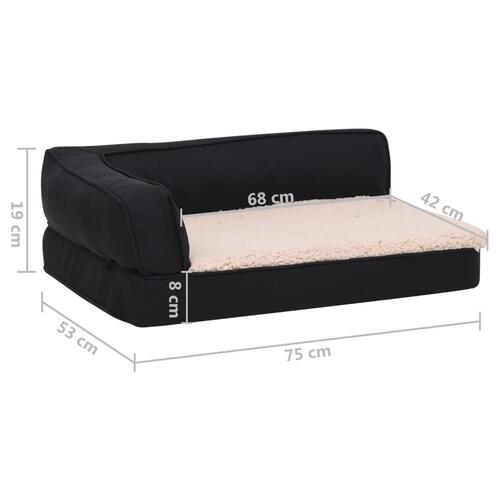 Ergonomisk hundeseng 75x53 cm hør-look fleece sort