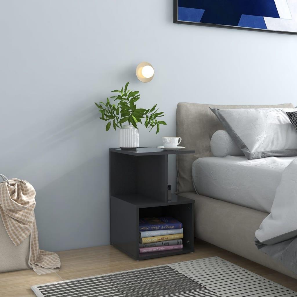 Sengeskabe 2 stk. 35x35x55 cm spånplade grå