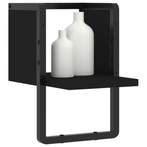 Væghylde med stang 20 × 25 × 30 cm - sort