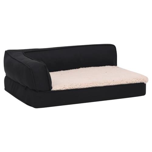 Ergonomisk hundeseng 90x64 cm hør-look fleece sort