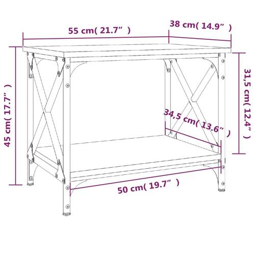Sidebord 55x38x45 cm konstrueret træ sort