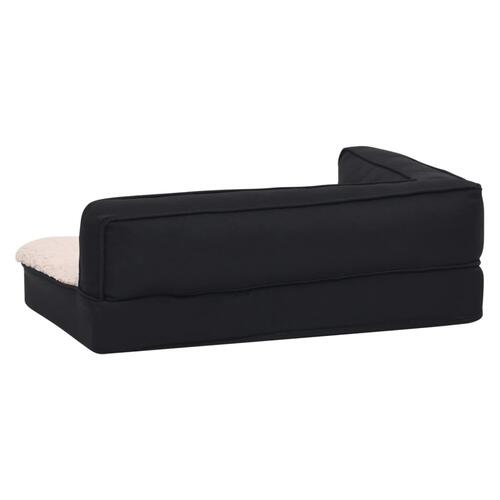 Ergonomisk hundeseng 90x64 cm hør-look fleece sort