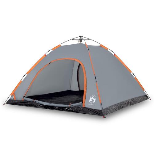 5-personers campingtelt vandafvisende quick-release grå og orange