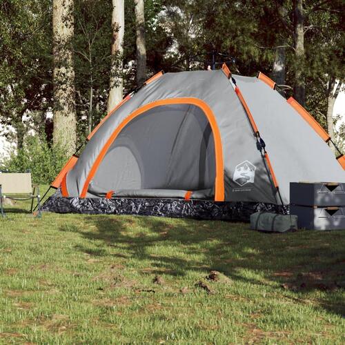 5-personers campingtelt vandafvisende quick-release grå og orange