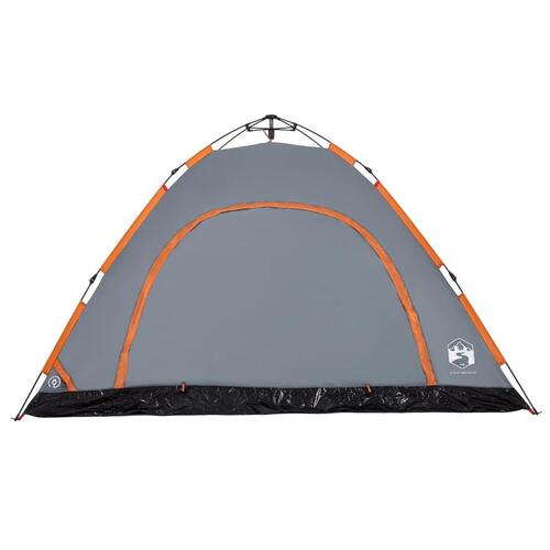 5-personers campingtelt vandafvisende quick-release grå og orange
