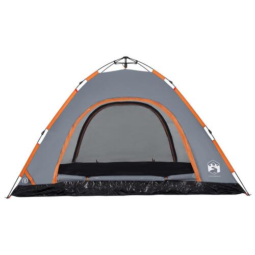 5-personers campingtelt vandafvisende quick-release grå og orange