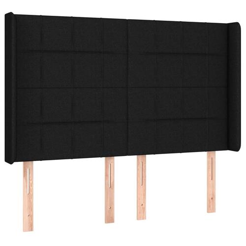 Sengegavl med kanter 147x16x118/128 cm stof sort
