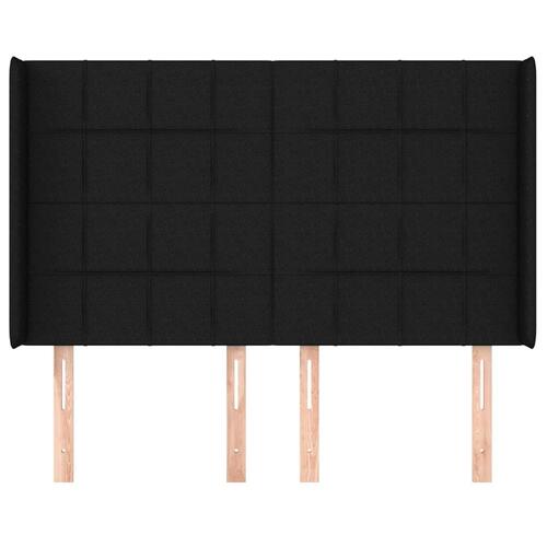 Sengegavl med kanter 147x16x118/128 cm stof sort