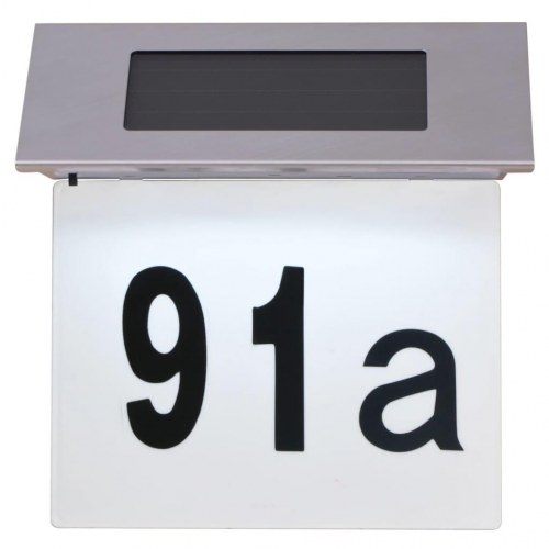 Soldrevet husnummerlampe LED rustfrit stål