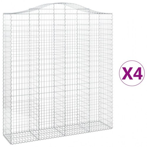Buede gabionkurve - 4 stk. 200×50×220/240 cm i galvaniseret jern