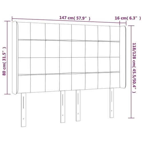 Sengegavl med kanter 147x16x118/128 cm stof sort