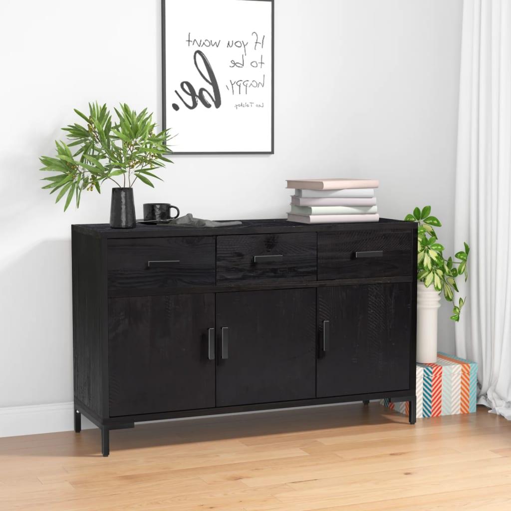 Skænk 110x35x70 cm massivt fyrretræ sort