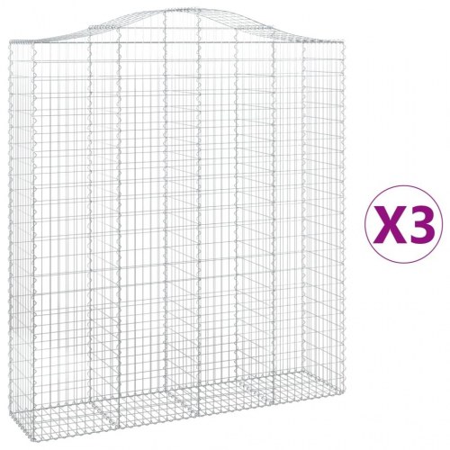 Buede gabionkurve - 3 stk. 200×50×220/240 cm i galvaniseret jern