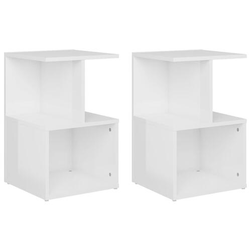 Sengeskabe 2 stk. 35x35x55 cm spånplade hvid højglans