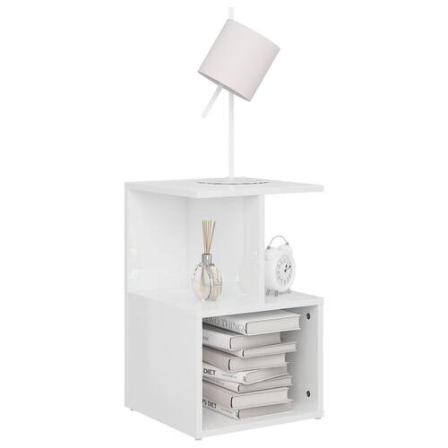 Sengeskabe 2 stk. 35x35x55 cm spånplade hvid højglans