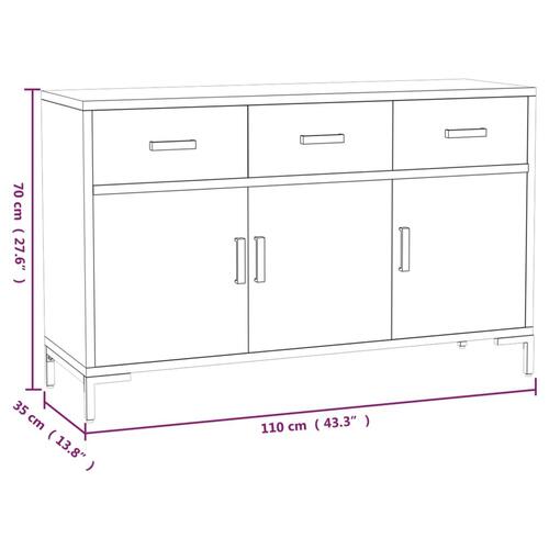 Skænk 110x35x70 cm massivt fyrretræ sort