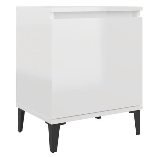 Sengeskab med metalben 40x30x50 cm hvid højglans
