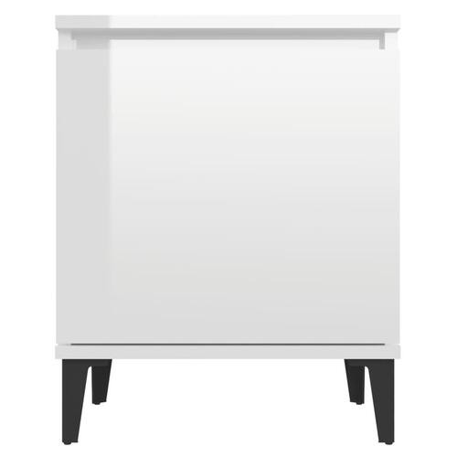 Sengeskab med metalben 40x30x50 cm hvid højglans