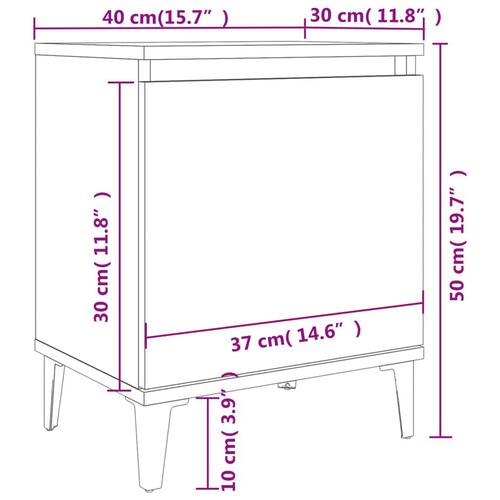 Sengeskab med metalben 40x30x50 cm hvid højglans