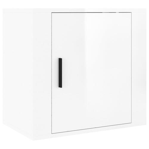 Væghængt sengebord 50x30x47 cm hvid højglans
