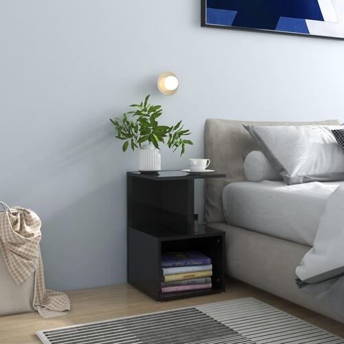 Sengeskabe 2 stk. 35x35x55 cm spånplade sort højglans