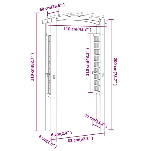 Havebue med espalier 110x60x220 cm imprægneret massivt fyrretræ