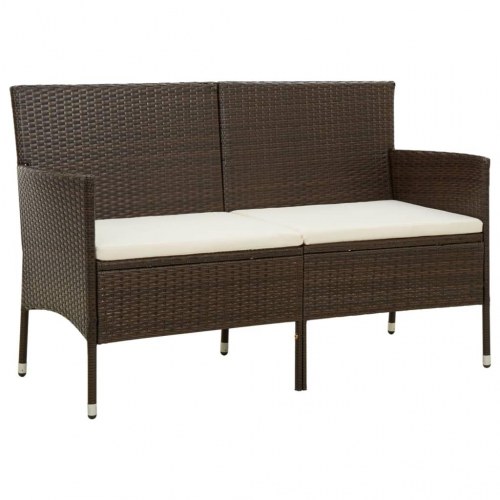 3-personers havesofa med hynde polyrattan brun