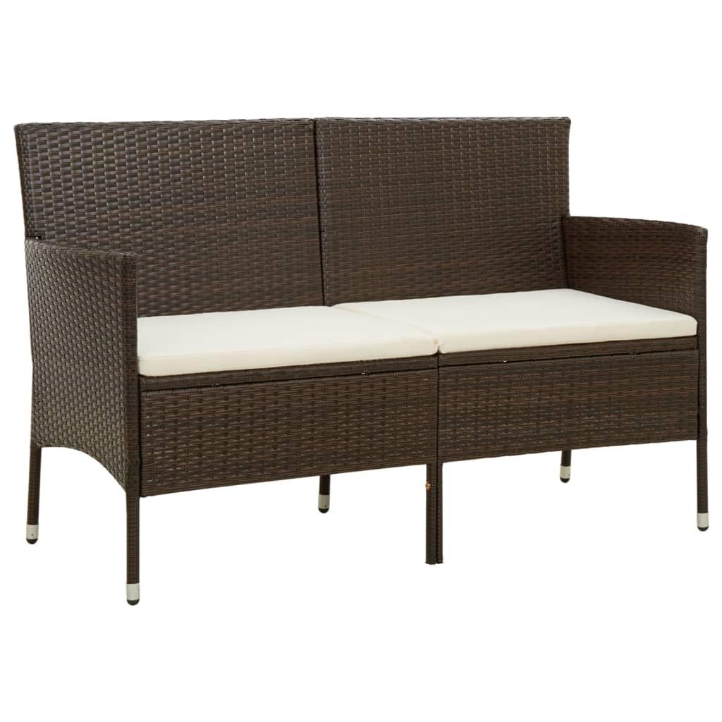 3-personers havesofa med hynde polyrattan brun