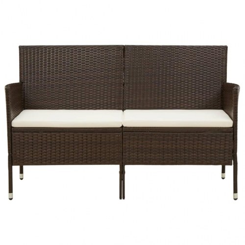 3-personers havesofa med hynde polyrattan brun