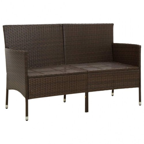 3-personers havesofa med hynde polyrattan brun