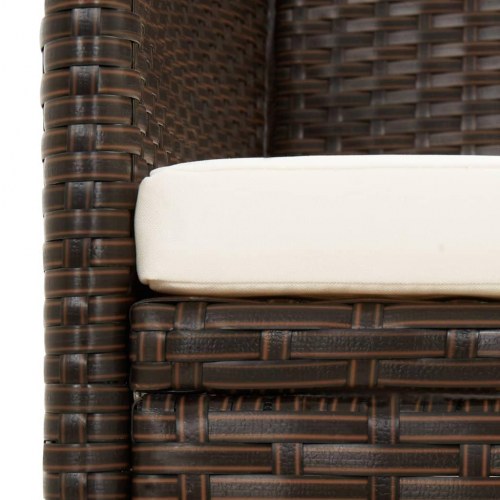 3-personers havesofa med hynde polyrattan brun