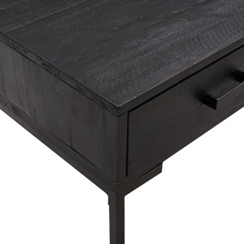 Sofabord i massivt fyrretræ - 90 x 50 x 35 cm, sort