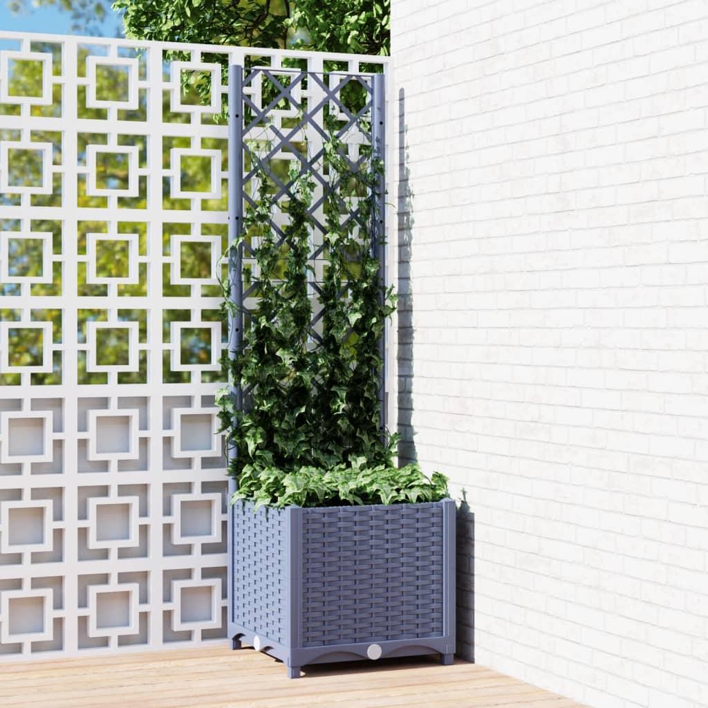 Plantekasse med espalier 40x40x136 cm PP mørkegrå