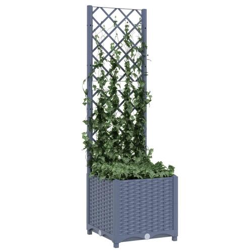 Plantekasse med espalier 40x40x136 cm PP blågrå