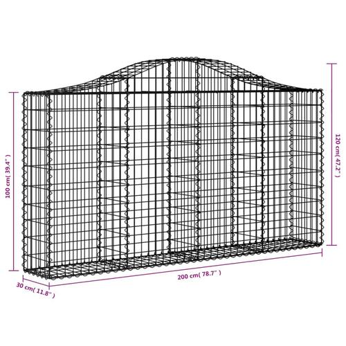 Buede gabionkurve 12 stk. 200x30x100/120 cm galvaniseret jern